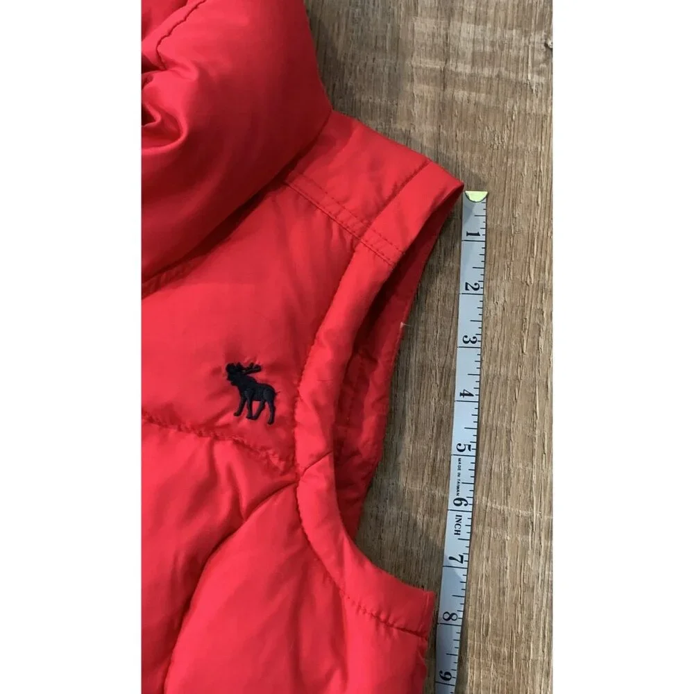 Abercrombie & Fitch Womens Pink Puffer Vest Sz XS Stand Collar Two -Way Zip Snap - Picture 11 of 13